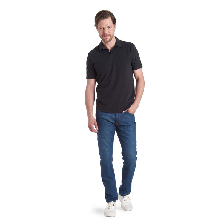 Men wearing Noir Jersey Sueded Polo