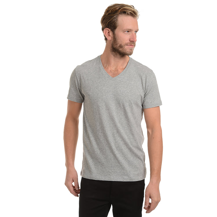 Men wearing Gris jaspeado Classic V-Neck Driggs Tee