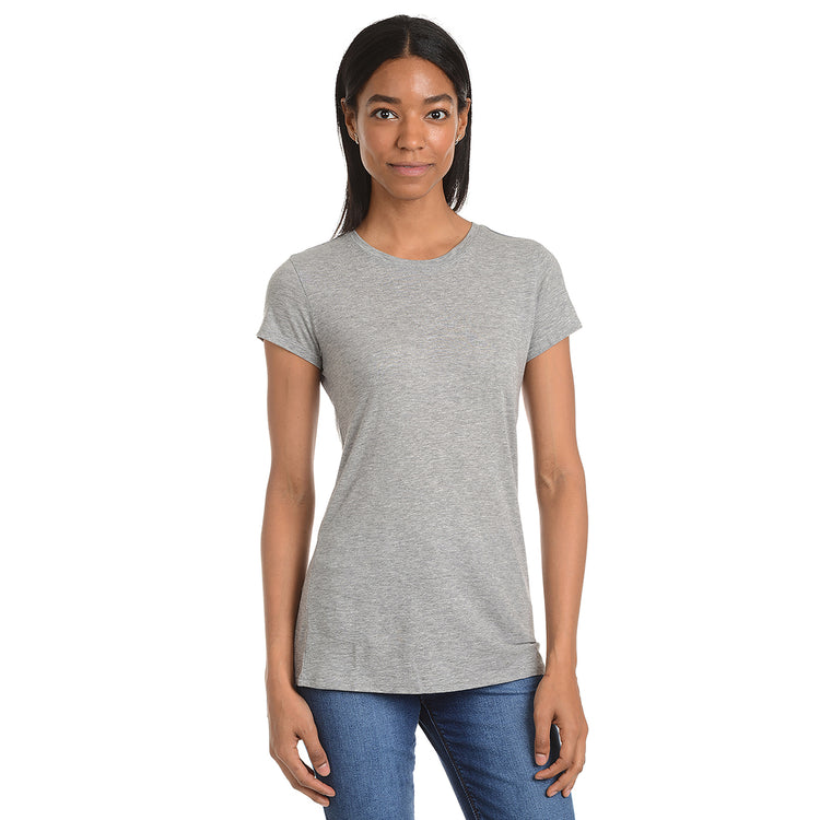 Women wearing Gris jaspeado Fitted Crew Marcy Tee