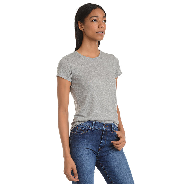 Women wearing Gris jaspeado Fitted Crew Marcy Tee
