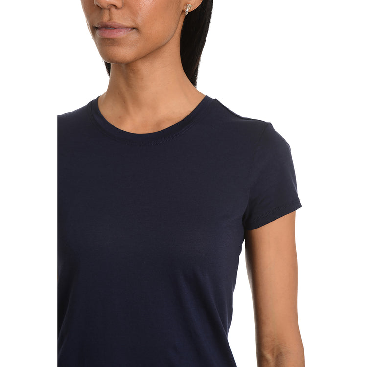 wearing Navy Fitted Crew Marcy Tee
