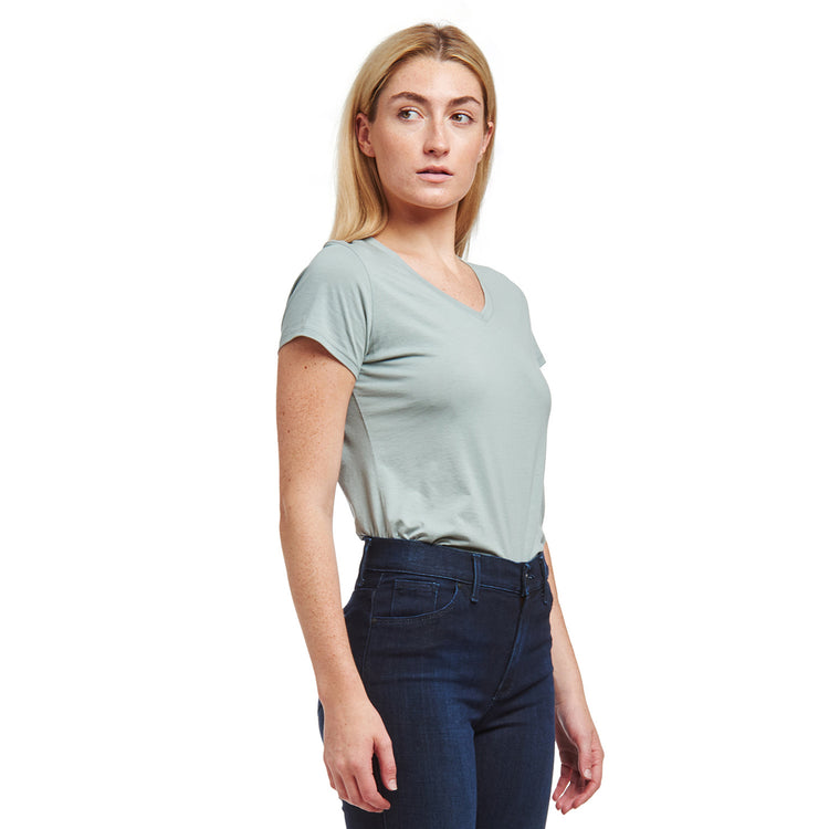 Women wearing Vino Fitted V-Neck Marcy Tee