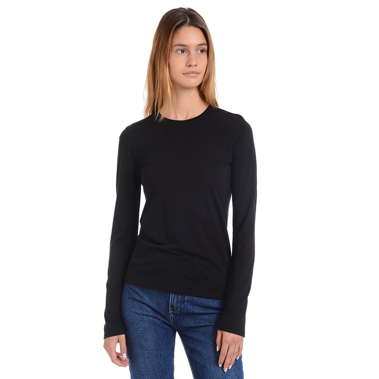 Women wearing Black Long Sleeve Crew Tee Marcy