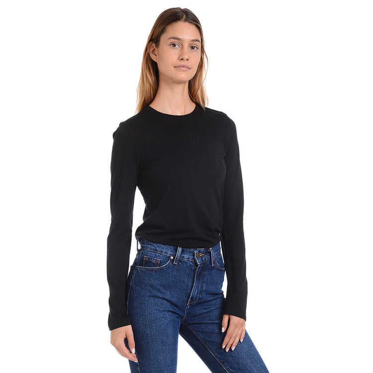 Women wearing Black Long Sleeve Crew Tee Marcy