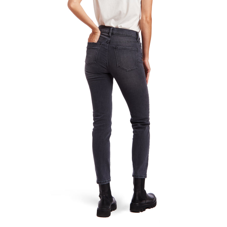 Women wearing Gray High Rise Mom Allen Jeans