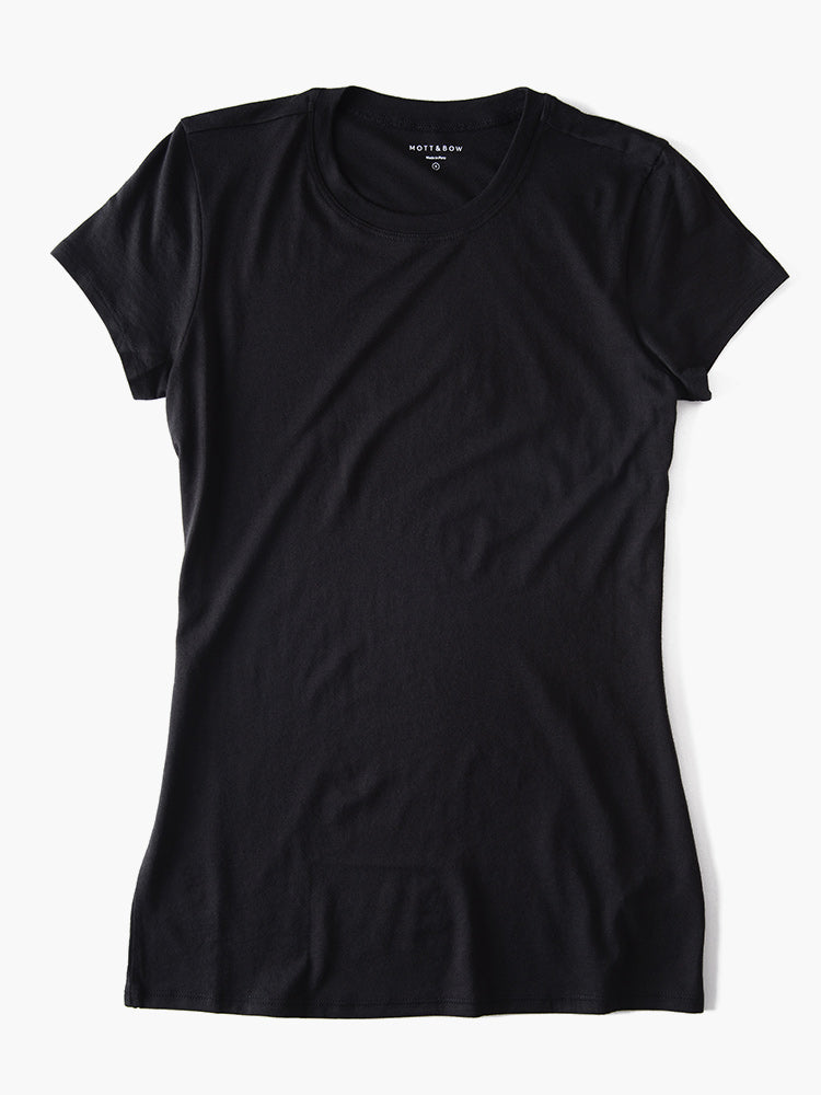 Women wearing Black Fitted Crew Marcy Tee