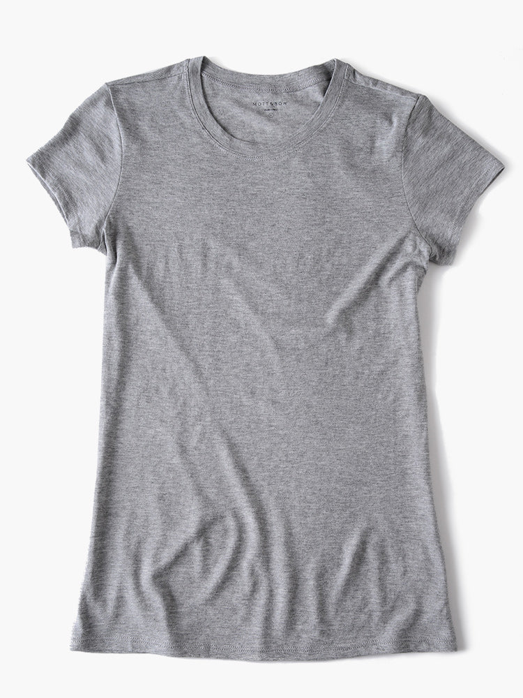 Women wearing Gris jaspeado Fitted Crew Marcy Tee