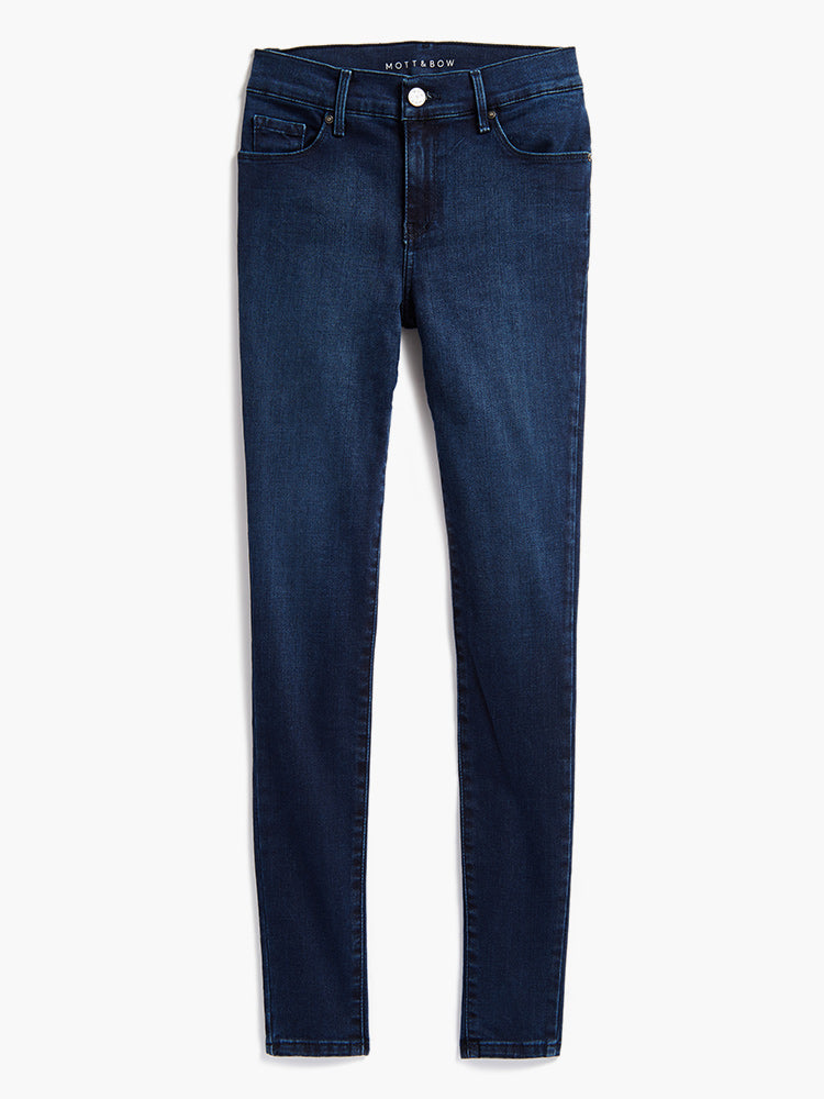 Women wearing Azul oscuro/medio High Rise Skinny Moore Jeans
