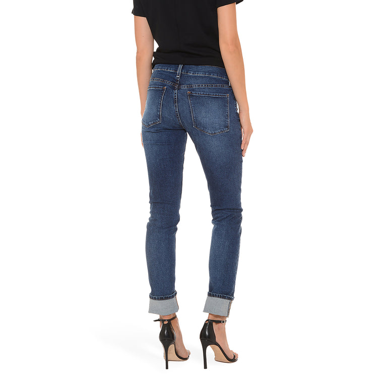 Women wearing Azul oscuro/medio Slim Straight Ridge Jeans