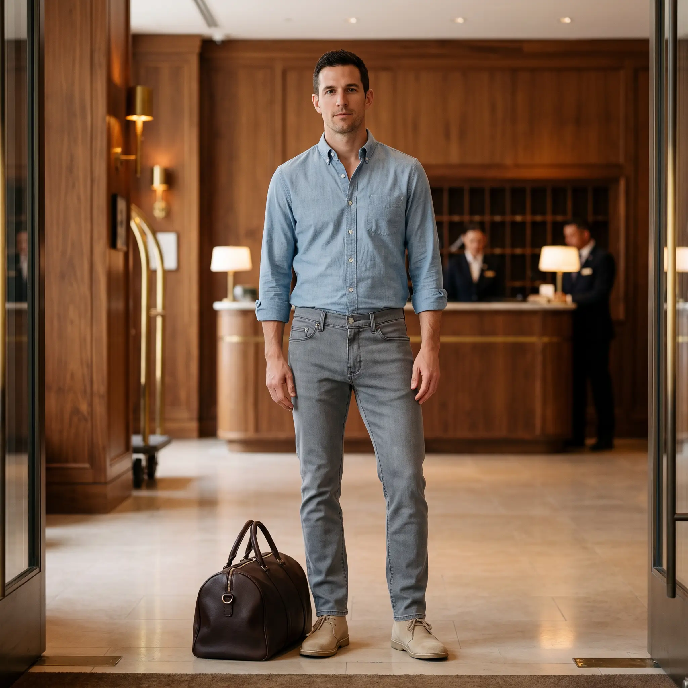 Men wearing Gris claro Slim Stone Jeans