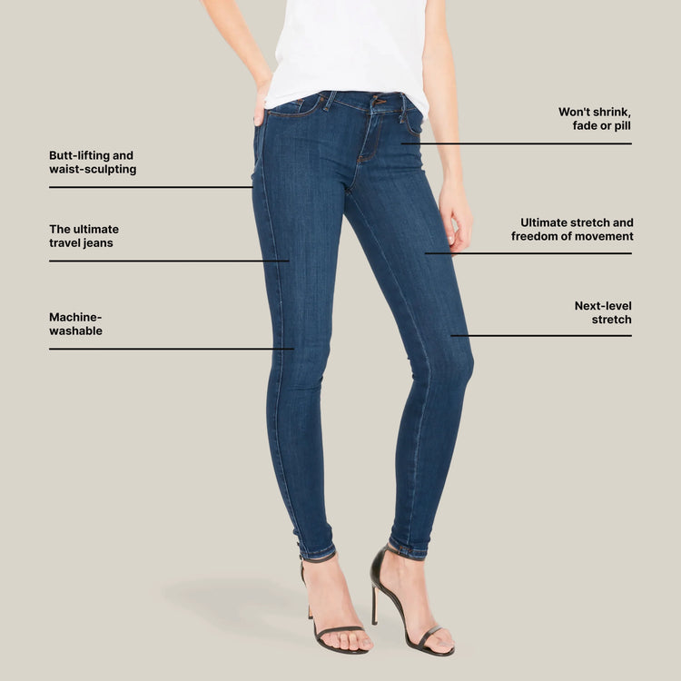 Women wearing Azul medio Mid Rise Skinny Jane Jeans