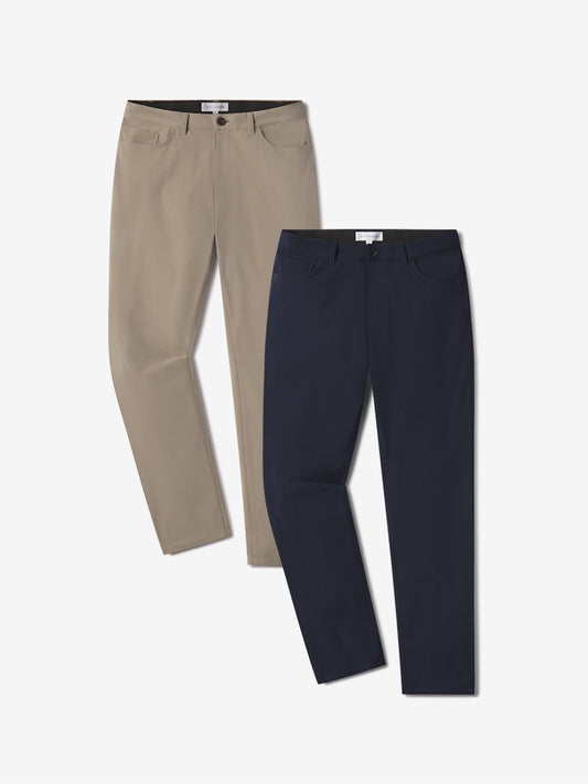 5 Pocket Travel Pants 2-Pack Navy/Khaki Travel pants