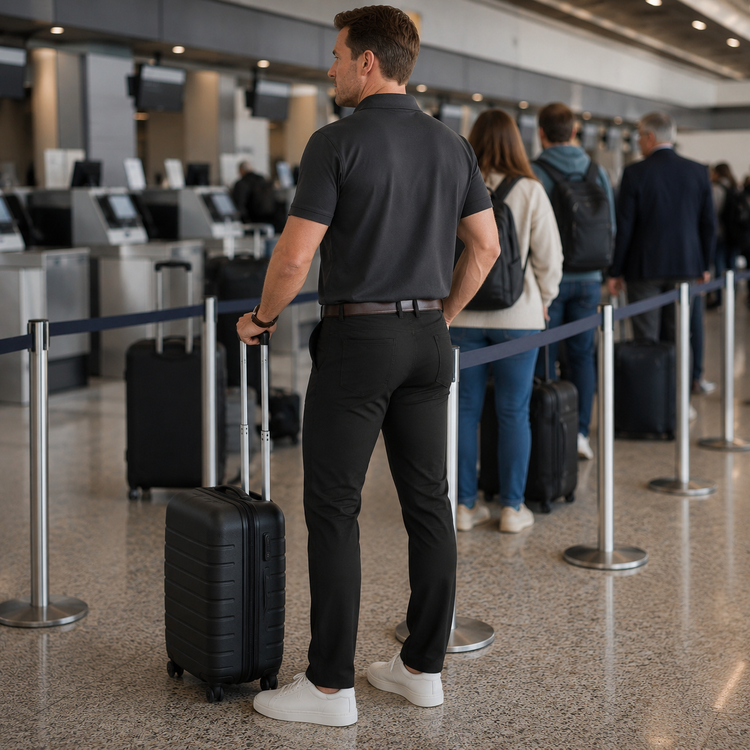 Men wearing Black 5 Pocket Travel Pants