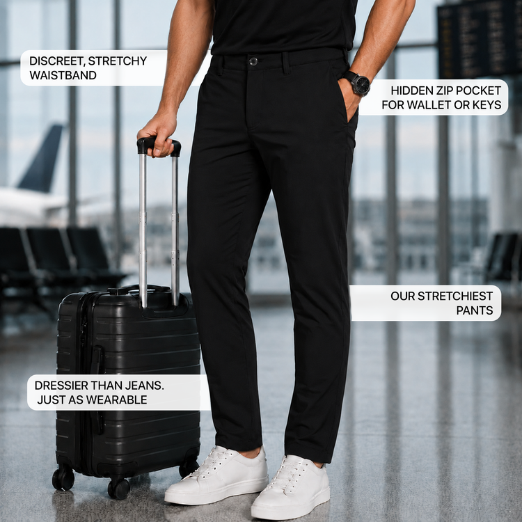 Men wearing Black 5 Pocket Travel Pants