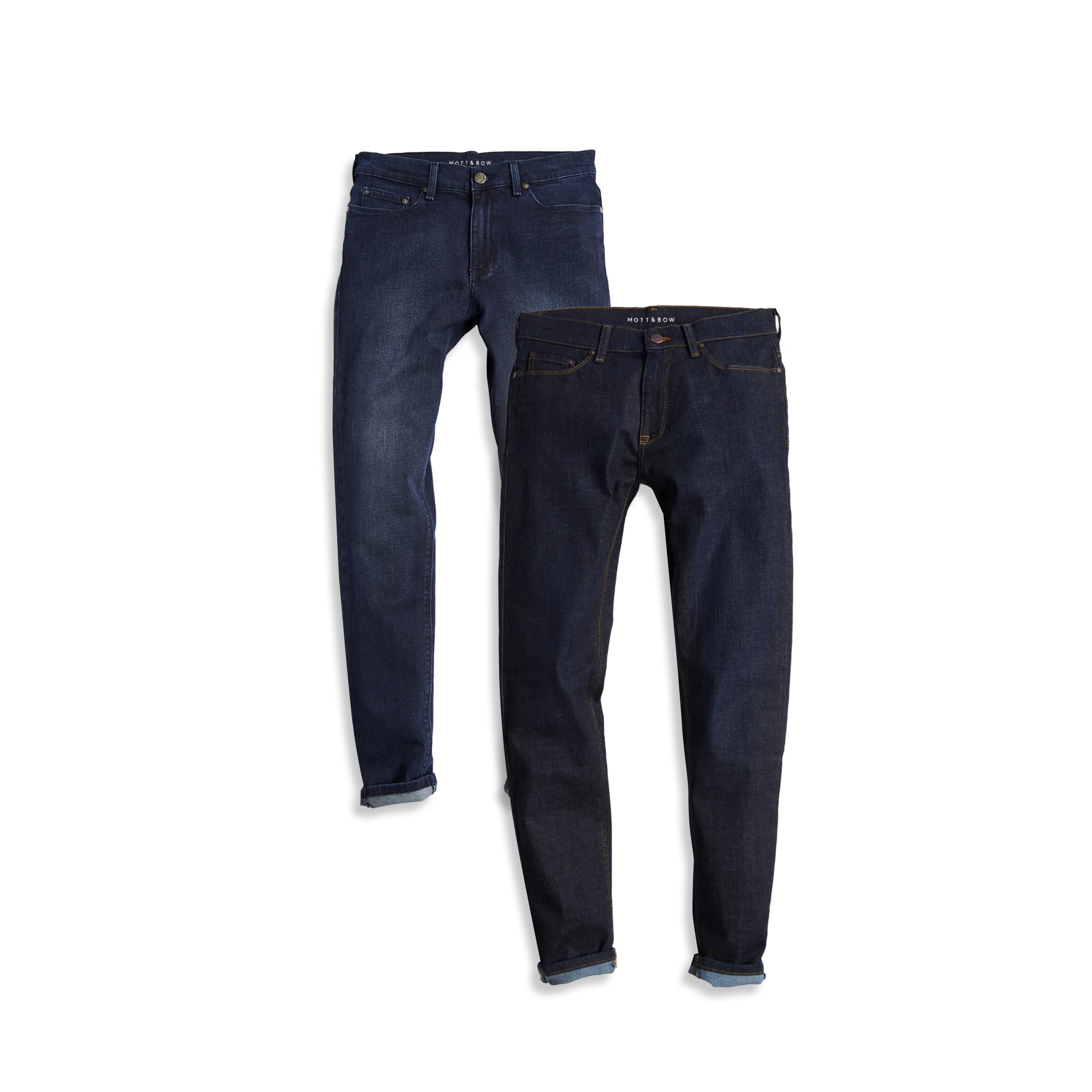  wearing Dark Blue / Medium/Dark Blue Slim Staple and Slim Crosby 2-Pack Jeans jeans