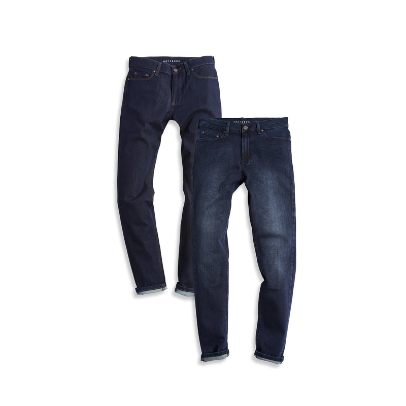  wearing Medium/Dark Blue / Dark Blue Slim Broome and Slim Staple 2-Pack Jeans jeans
