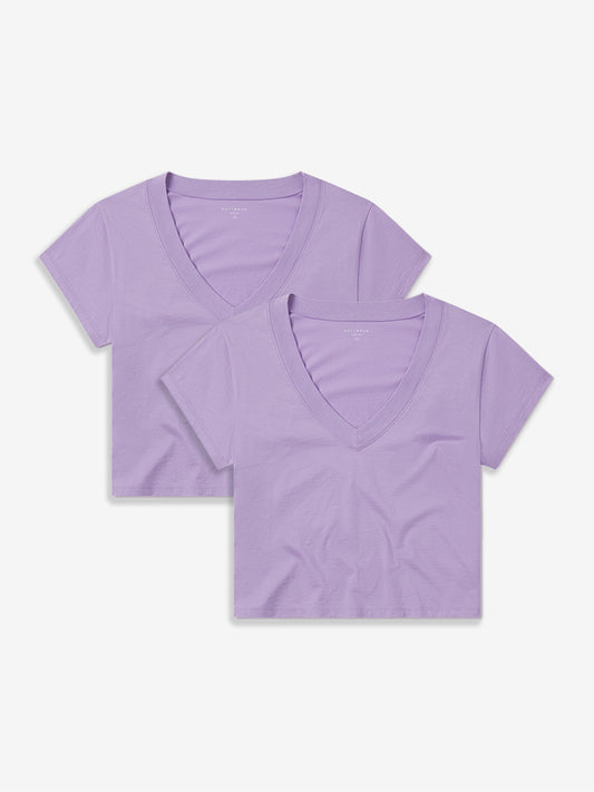 Everyday Cotton Deep V-Neck Tee 2-Pack 2 Lilac V-Neck tees