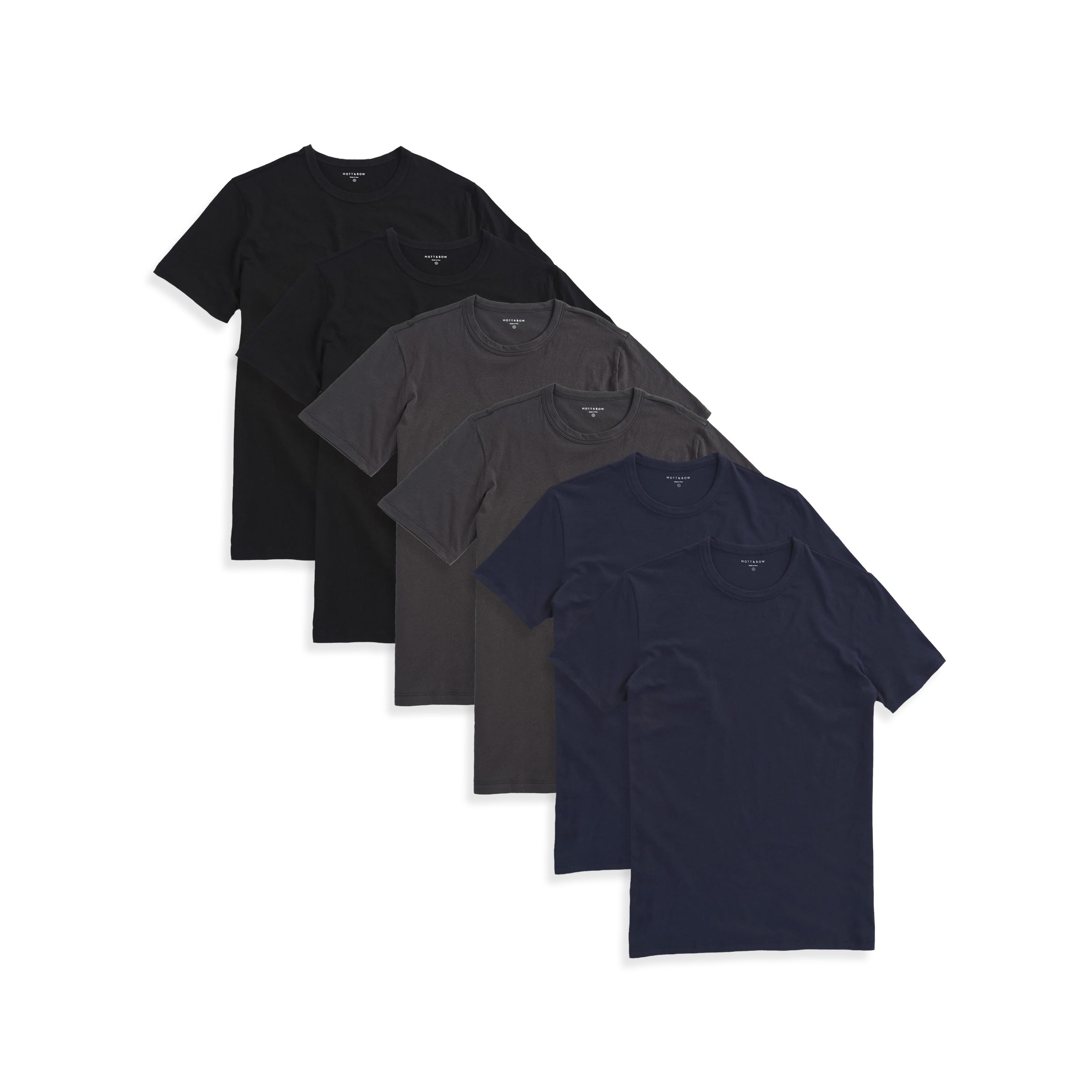 Men wearing Navy/Dark Gray/Black Classic Crew Driggs 6-Pack tees