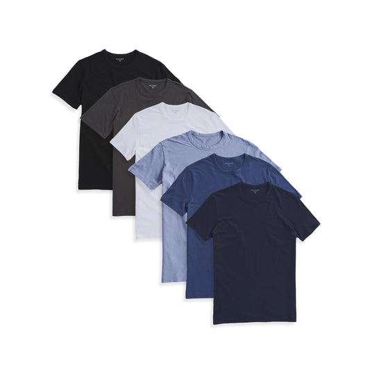 Classic Crew Driggs 6-Pack Black/Dark Gray/White/California Blue/Baltic Blue/Navy Crew tees