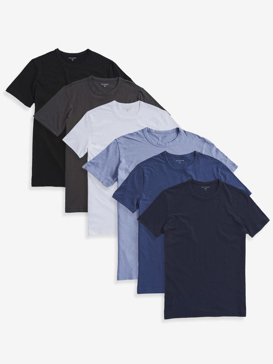 Classic Crew Driggs 6-Pack Black/Dark Gray/White/California Blue/Baltic Blue/Navy Crew tees