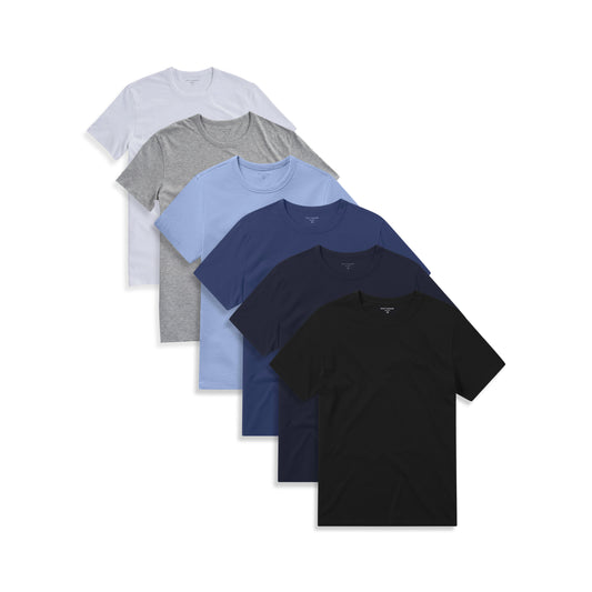 Classic Crew Driggs 6-Pack Black/Heather Gray/White/California Blue/Baltic Blue/Navy Crew tees