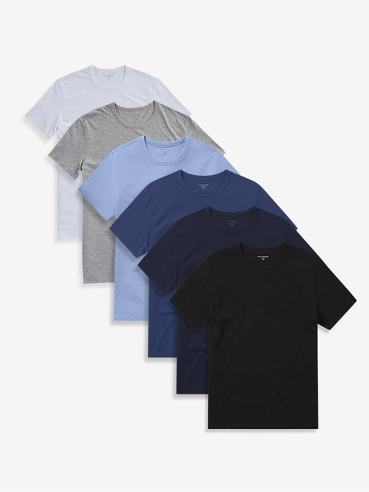 Classic Crew Driggs 6-Pack Black/Heather Gray/White/California Blue/Baltic Blue/Navy Crew tees