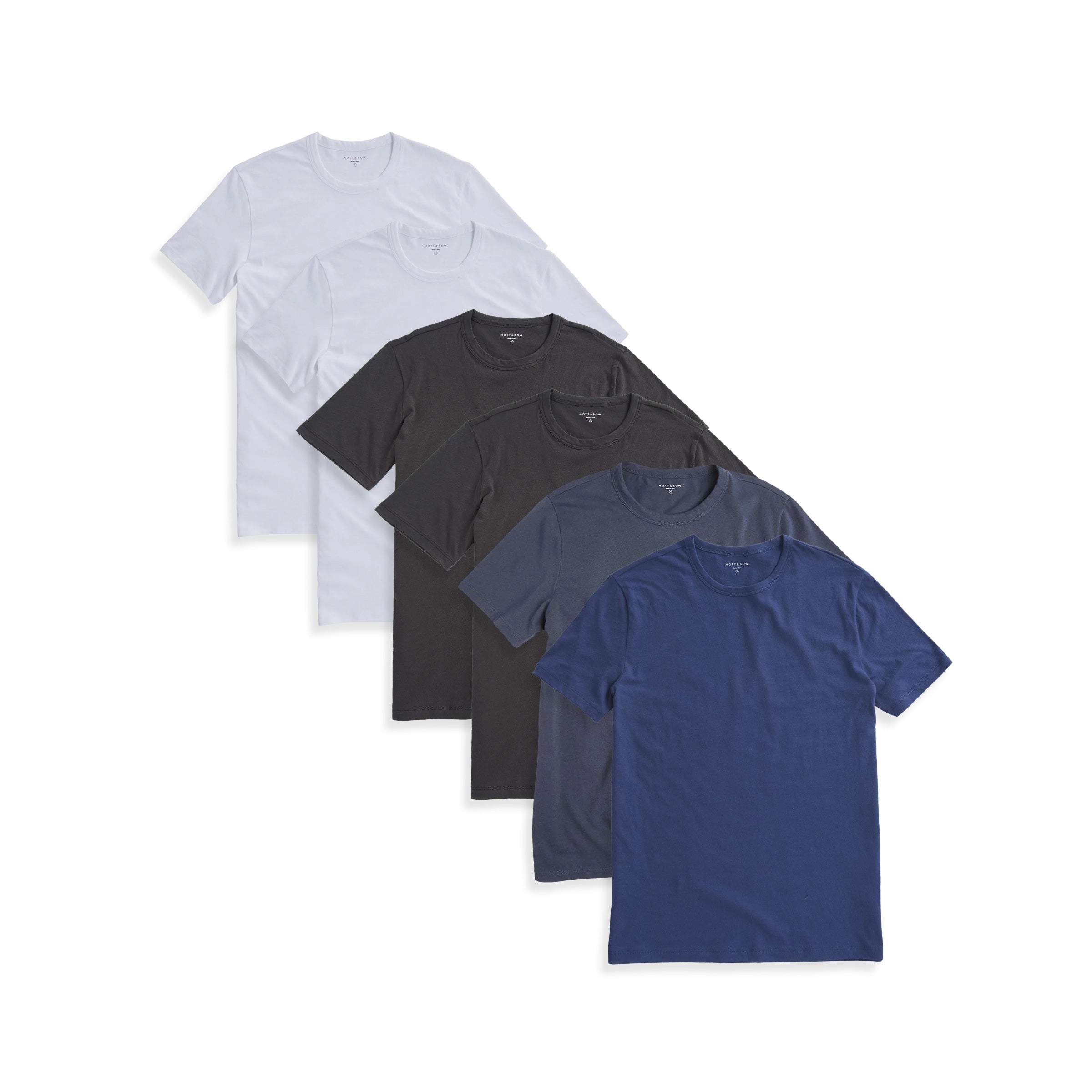  wearing White/White/Dark Gray/Dark Gray/Baltic Blue/Blue Slate Classic Crew Driggs 6-Pack tees