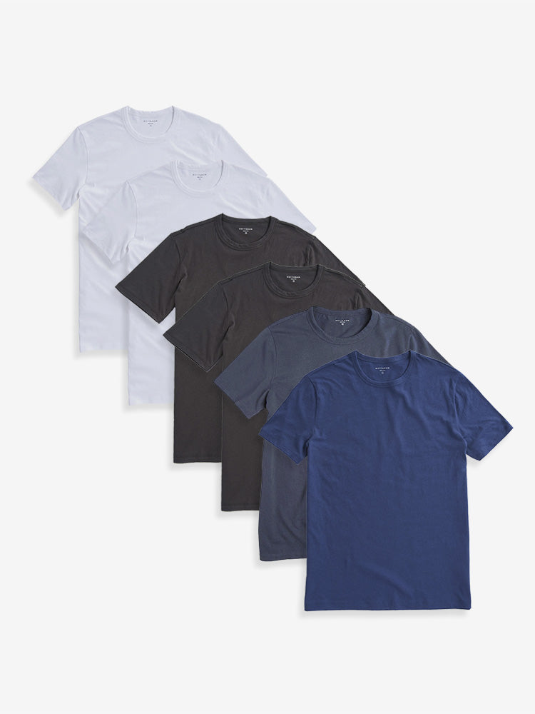  wearing White/White/Dark Gray/Dark Gray/Baltic Blue/Blue Slate Classic Crew Driggs 6-Pack