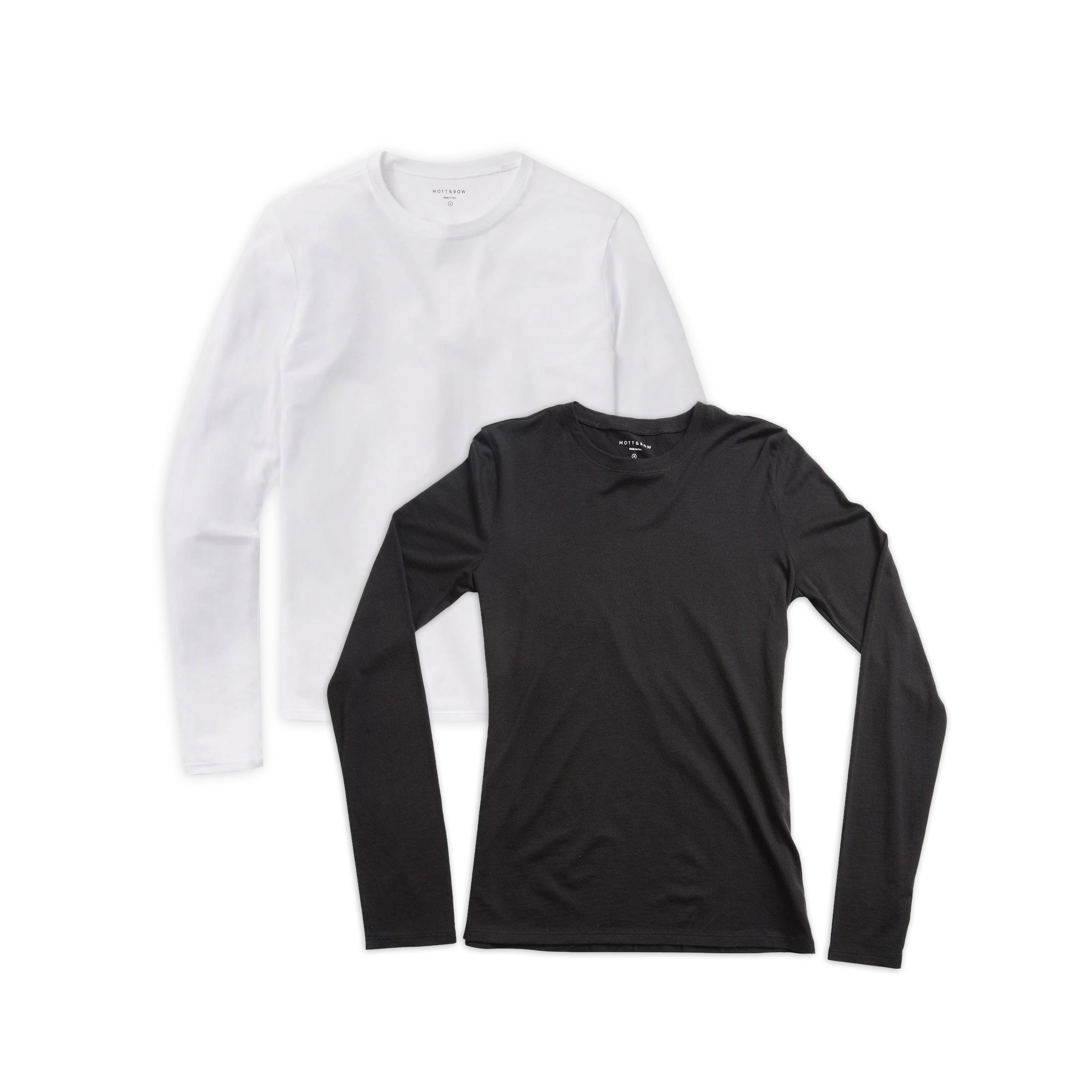 Women wearing Black/White Long Sleeve Crew Tee Marcy 2-Pack tees