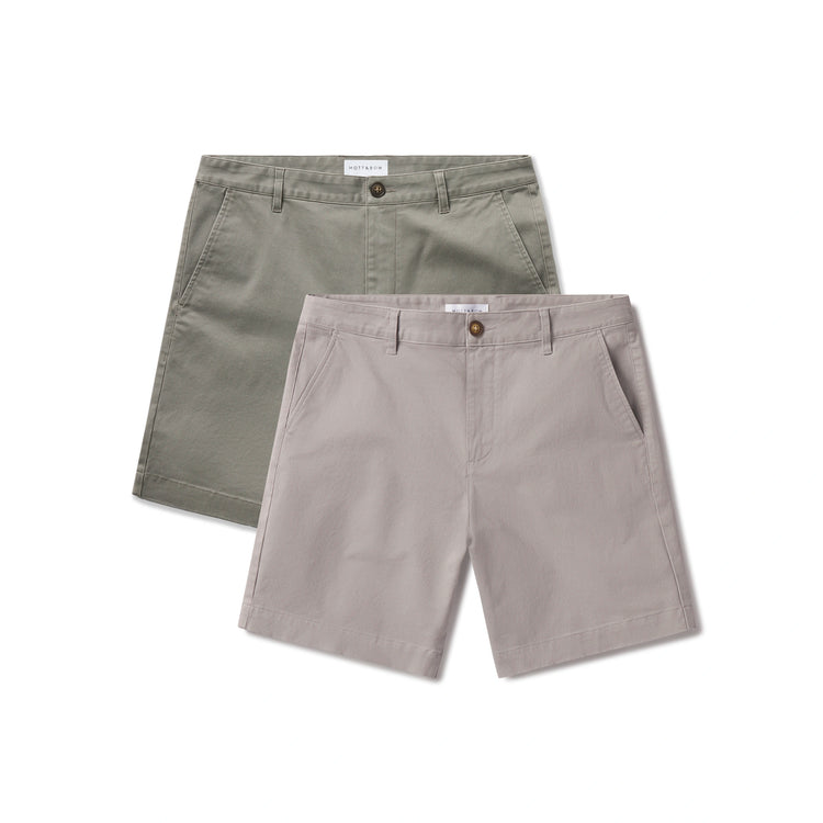 Men wearing Light Sage/Silver Stretch Chino Short 2-Pack