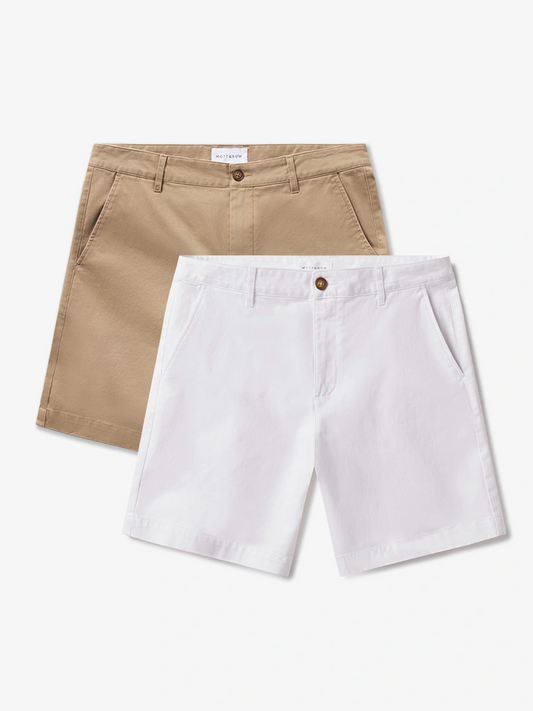 Stretch Chino Short 2-Pack White/Khaki Short shorts