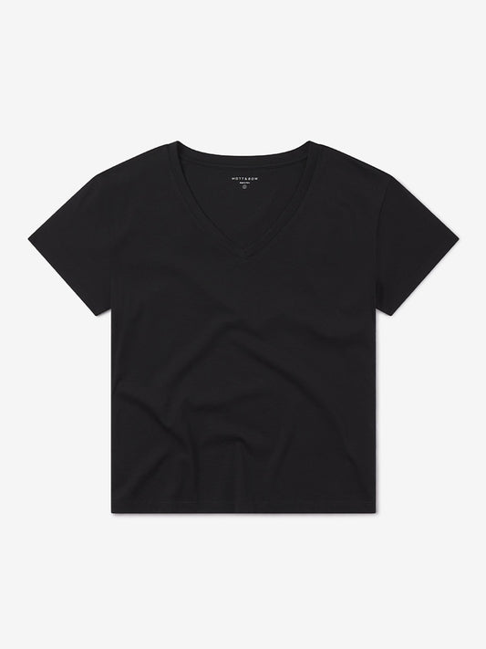 Everyday Cotton Relaxed V-Neck Tee Black V-Neck tees