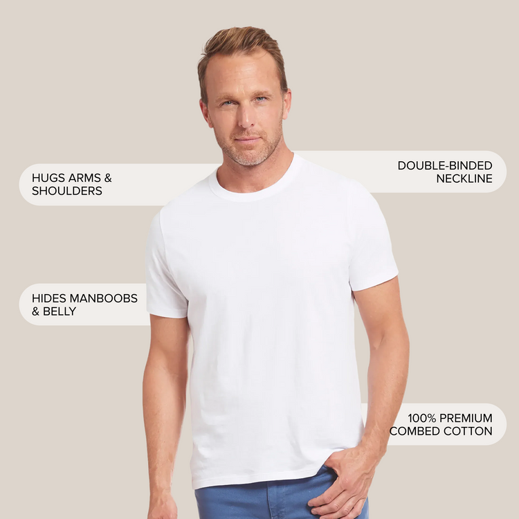 Men wearing White Classic Crew Driggs Tee