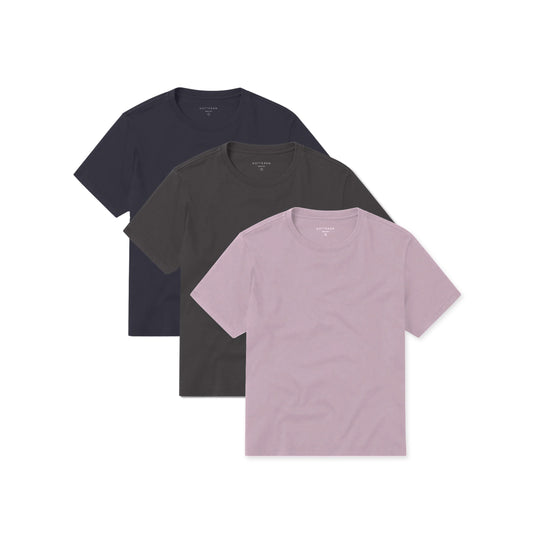 Everyday Cotton Crew Tee 3-Pack Navy/Dark Gray/Rose Pink Crew tees