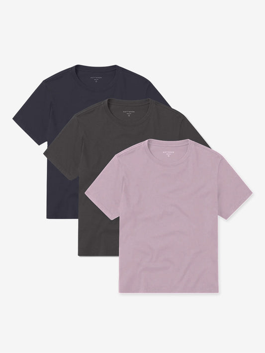 Everyday Cotton Crew Tee 3-Pack Navy/Dark Gray/Rose Pink Crew tees
