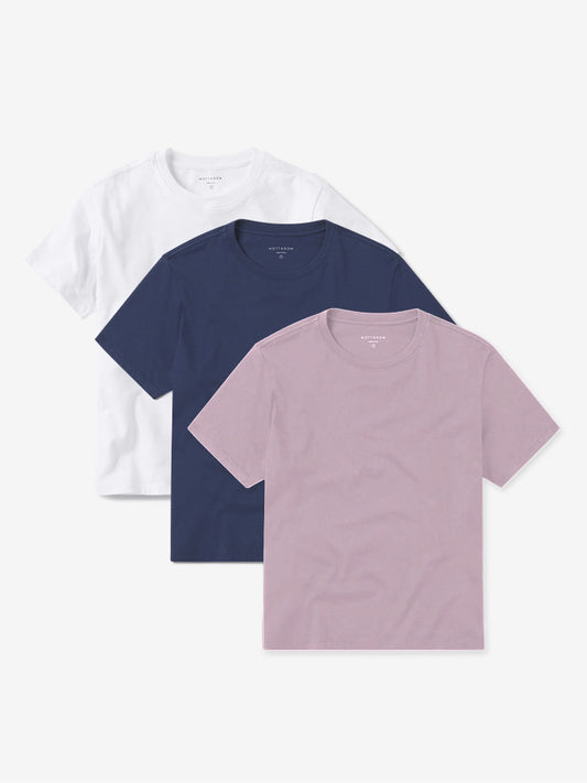 Everyday Cotton Crew Tee 3-Pack White/Venice Blue/Rose Pink Crew tees