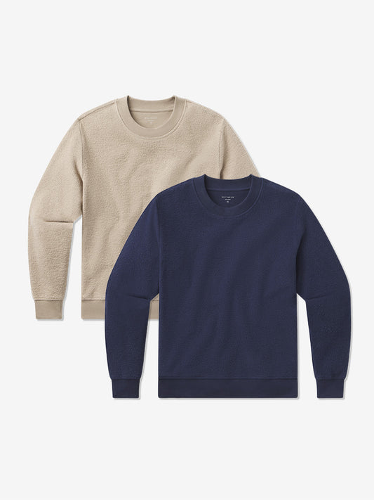 Crew Neck Fleece Sweatshirt 2-Pack Caramel/Soft Navy V-Neck sweats