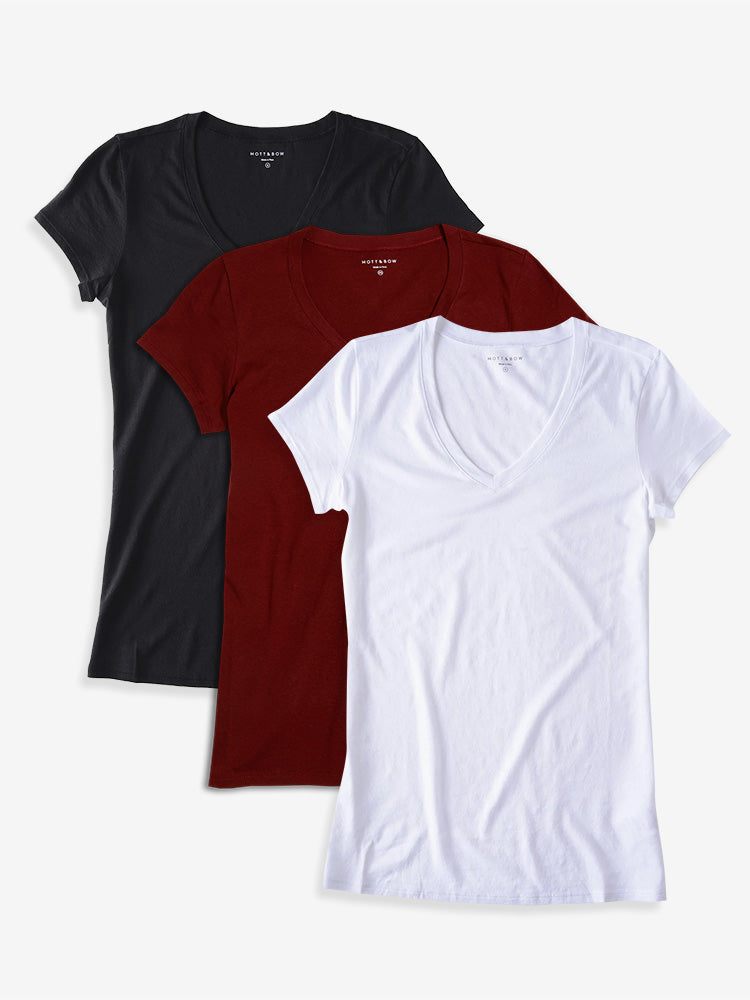  wearing Black deactivated. Fitted V-Neck Marcy 3-Pack Pre Order