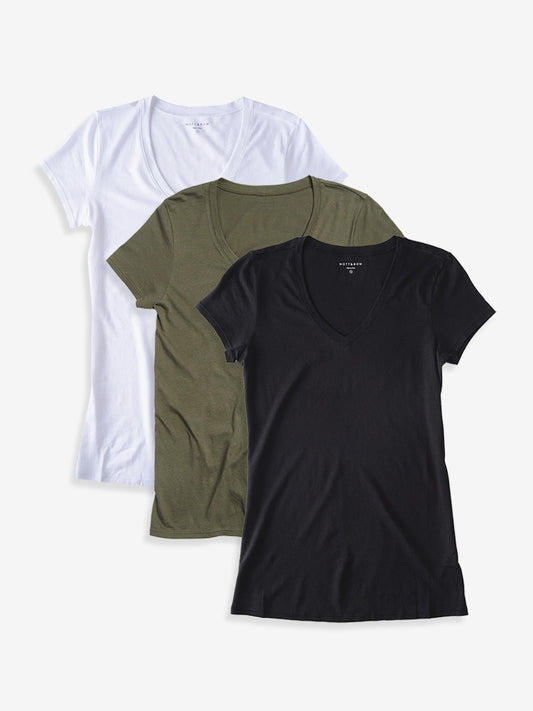 Fitted V-Neck Marcy 3-Pack Black/White/Military Green bdl3_women_vneck_tee tees