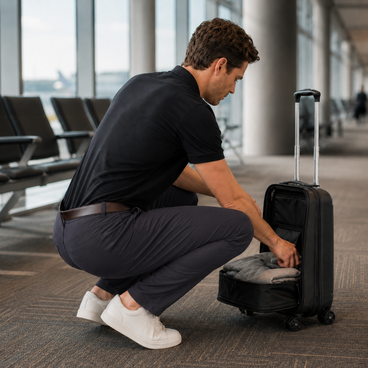 Men wearing Granite 5 Pocket Travel Pants