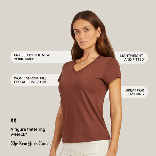 Fitted V-Neck Marcy Tee Mocha V-Neck tees