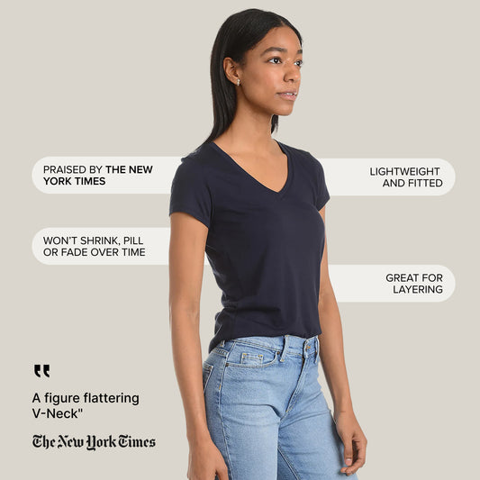 Fitted V-Neck Marcy Tee Azul marino V-Neck tees