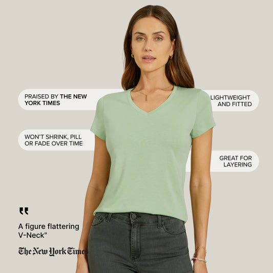 Fitted V-Neck Marcy Tee Pistacho V-Neck tees