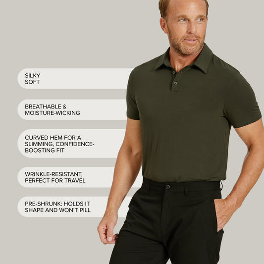 Luxe Performance Polo Forest Green luxe-polo tees