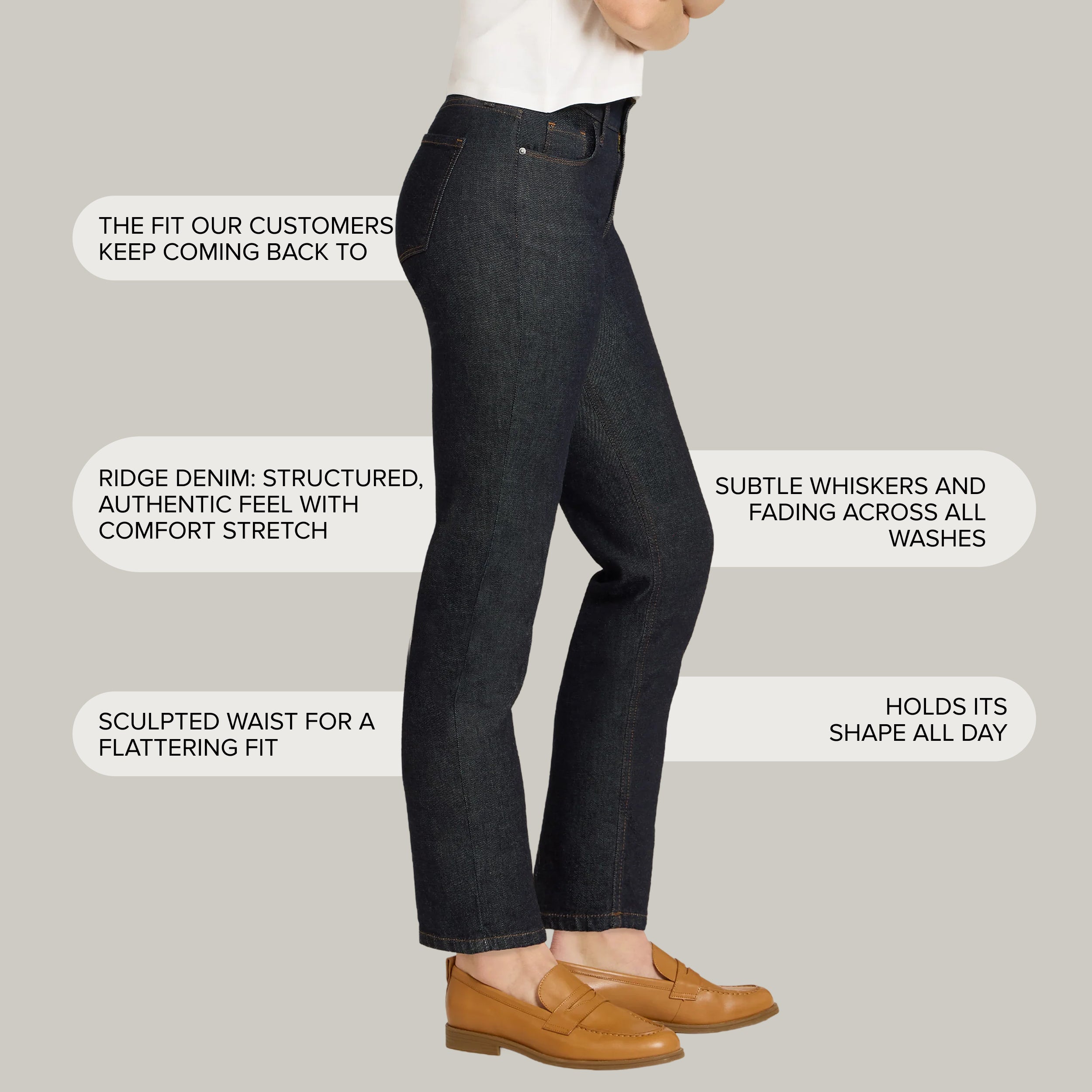 Women wearing Azul oscuro Slim Straight Ridge Jeans