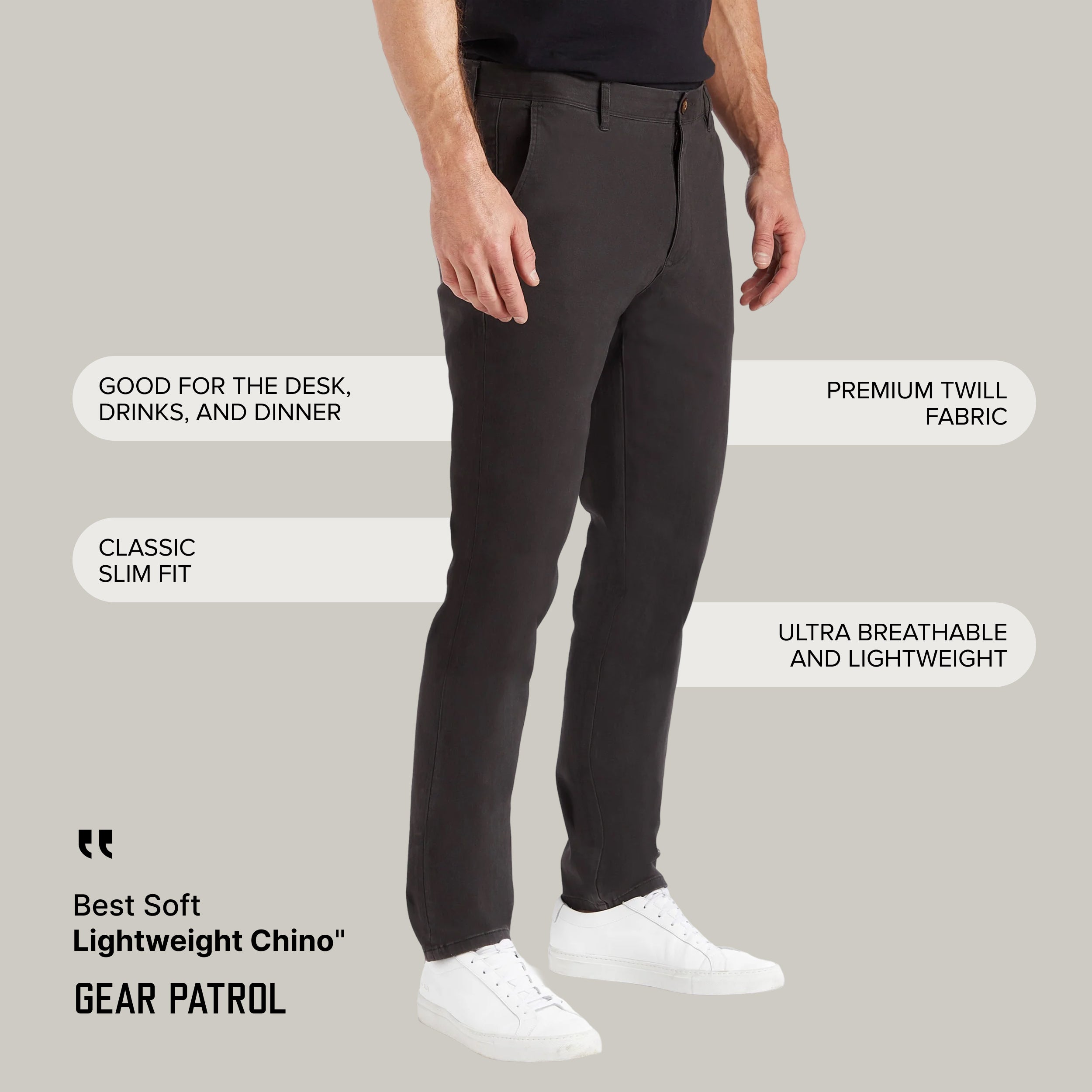 Men wearing Gris foncé Everyday Comfort Slim Chino Pants