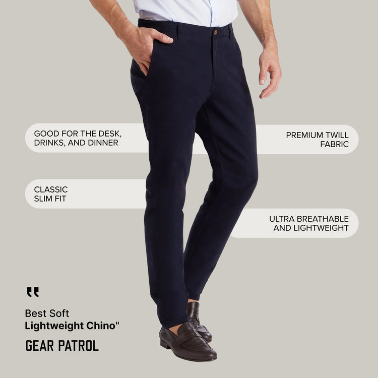 Men wearing Bleu marine Everyday Comfort Slim Chino Pants