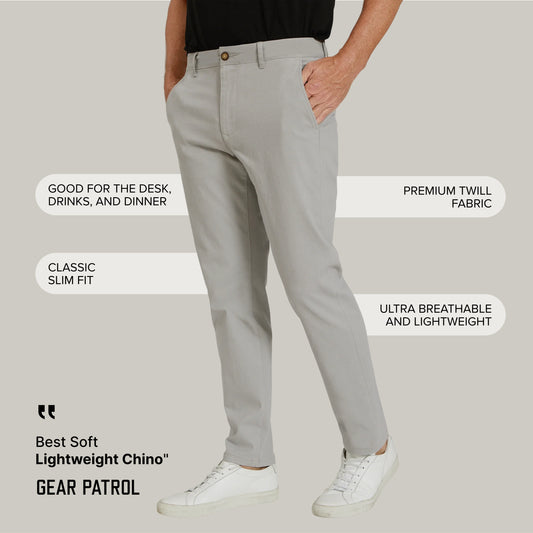Everyday Comfort Slim Chino Pants Silver Chino pants