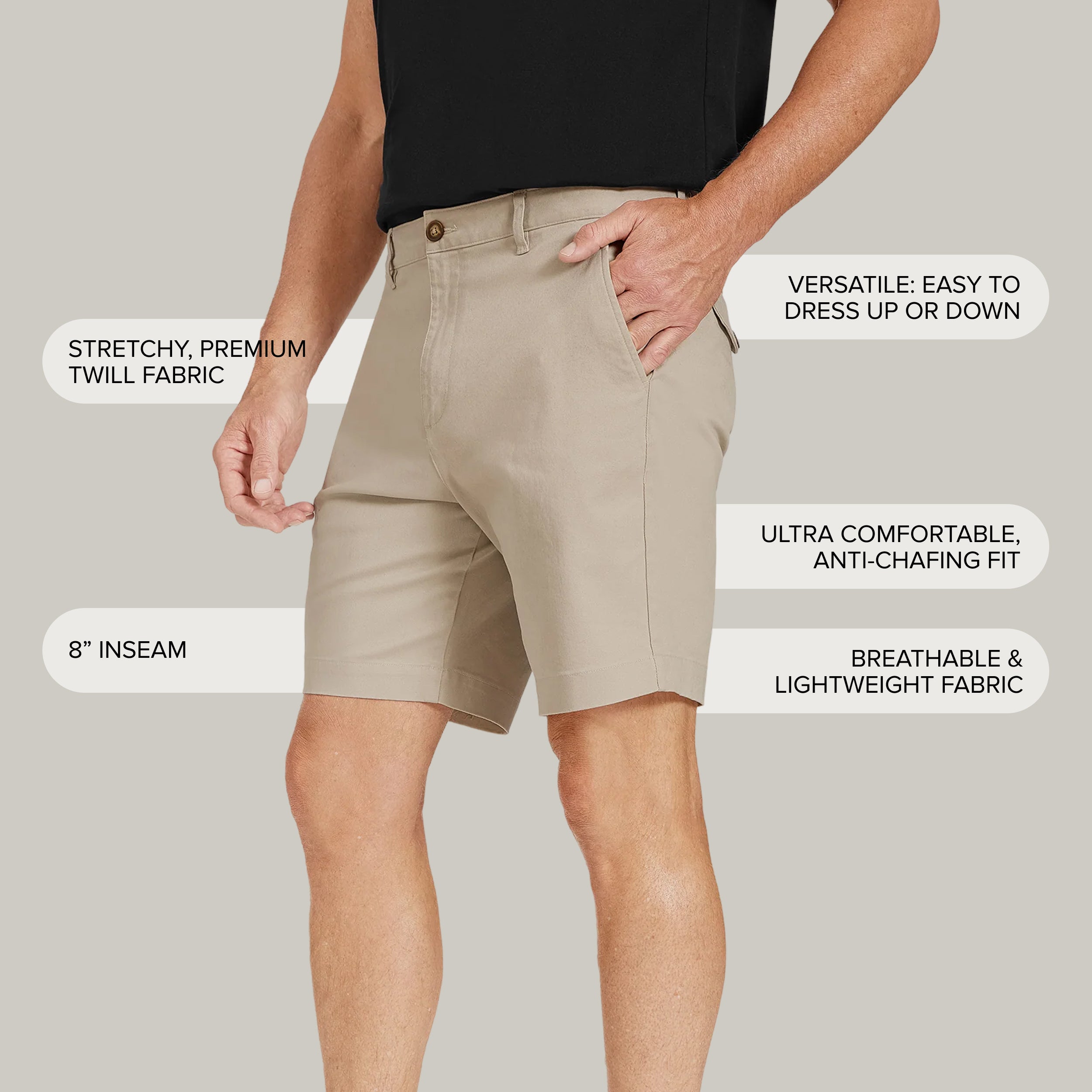 Men wearing Sand Stretch Chino Short