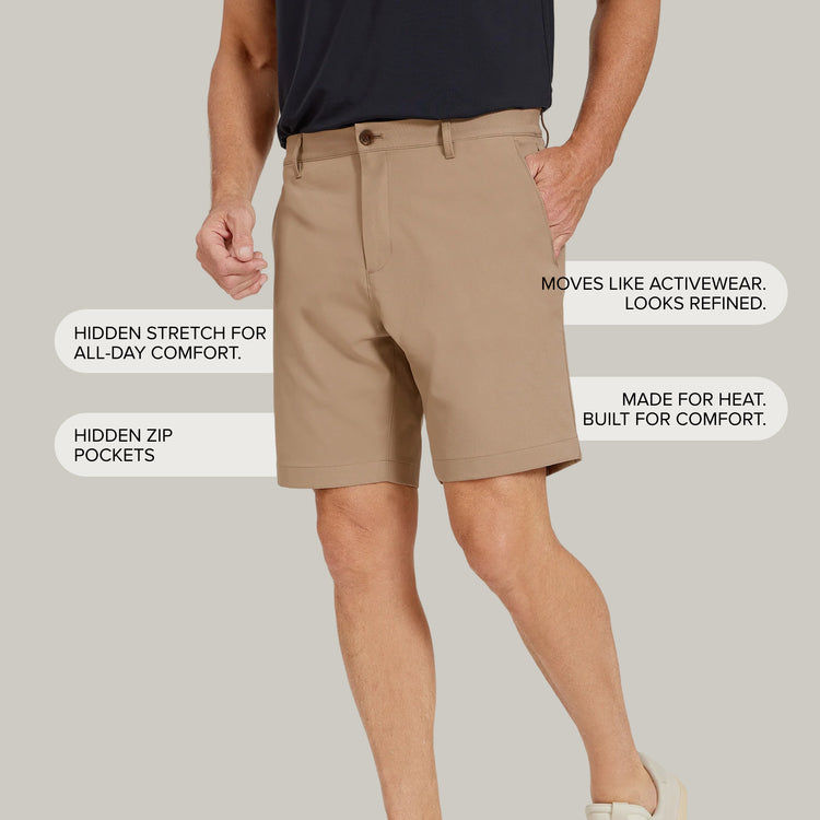 Men wearing Black Tech Shorts